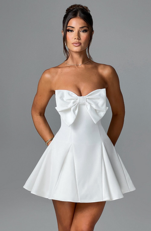 Vestido sin tirantes para mujer, vestido corto para fiesta, con lazo, cóctel, playa, club, vestidos cortos