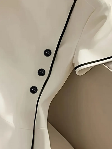 Image of Vestido corto a cuadros para mujer, vestido mini de manga larga con escote cuadrado, decoración de botones falsos, casual y elegante