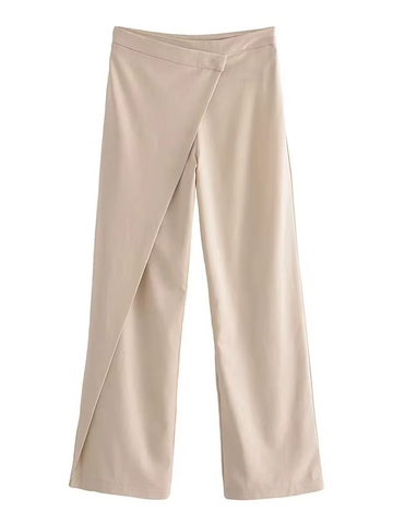 Image of Pantalones largos casuales sueltos de color sólido