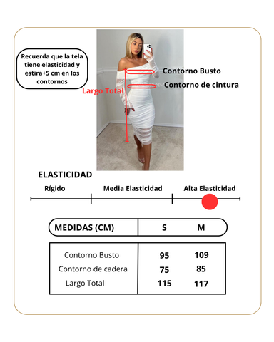 Image of Vestido de mujer con hombros descubiertos y malla fruncida Vestido bodycon